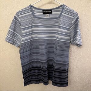 Sag Harbor Short Sleeve Multi Blue Stripe Tee Size Small